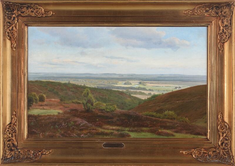 Artwork by Harald Frederik Foss, Scenery form the hills at Dollerup Bakker, Made of Oil on canvas