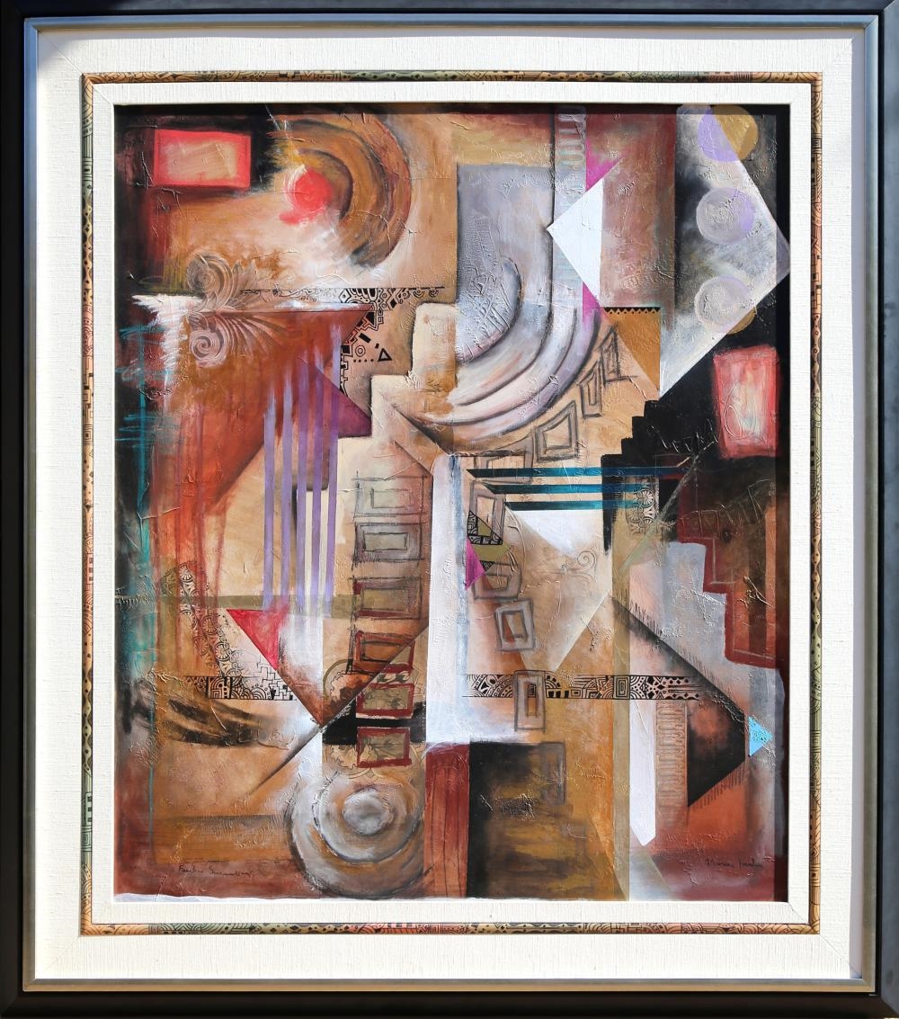 Artwork by Marlene Healey, FAMILIAR SURROUNDINGS, Made of Oil and Mixed Media on Canvas