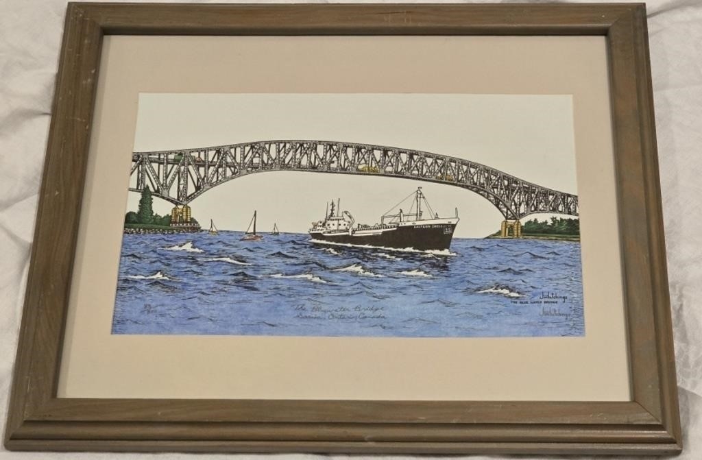 Artwork by Jim Hutchings, " The Bluewater Bridge Sarnia "