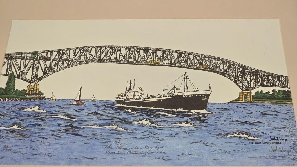 Artwork by Jim Hutchings, " The Bluewater Bridge Sarnia "