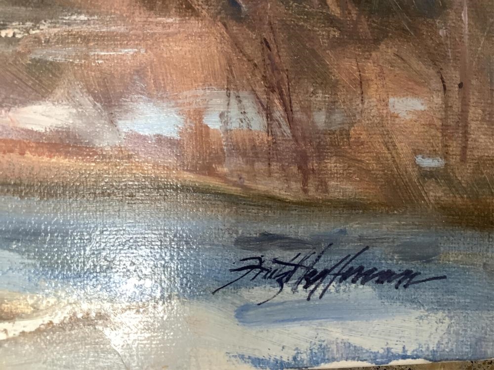 Artwork by Fritz Hoffman, Three Fritz Hoffman Oil Painting Paintings measure 16” x 12, Made of Oil Painting Painting