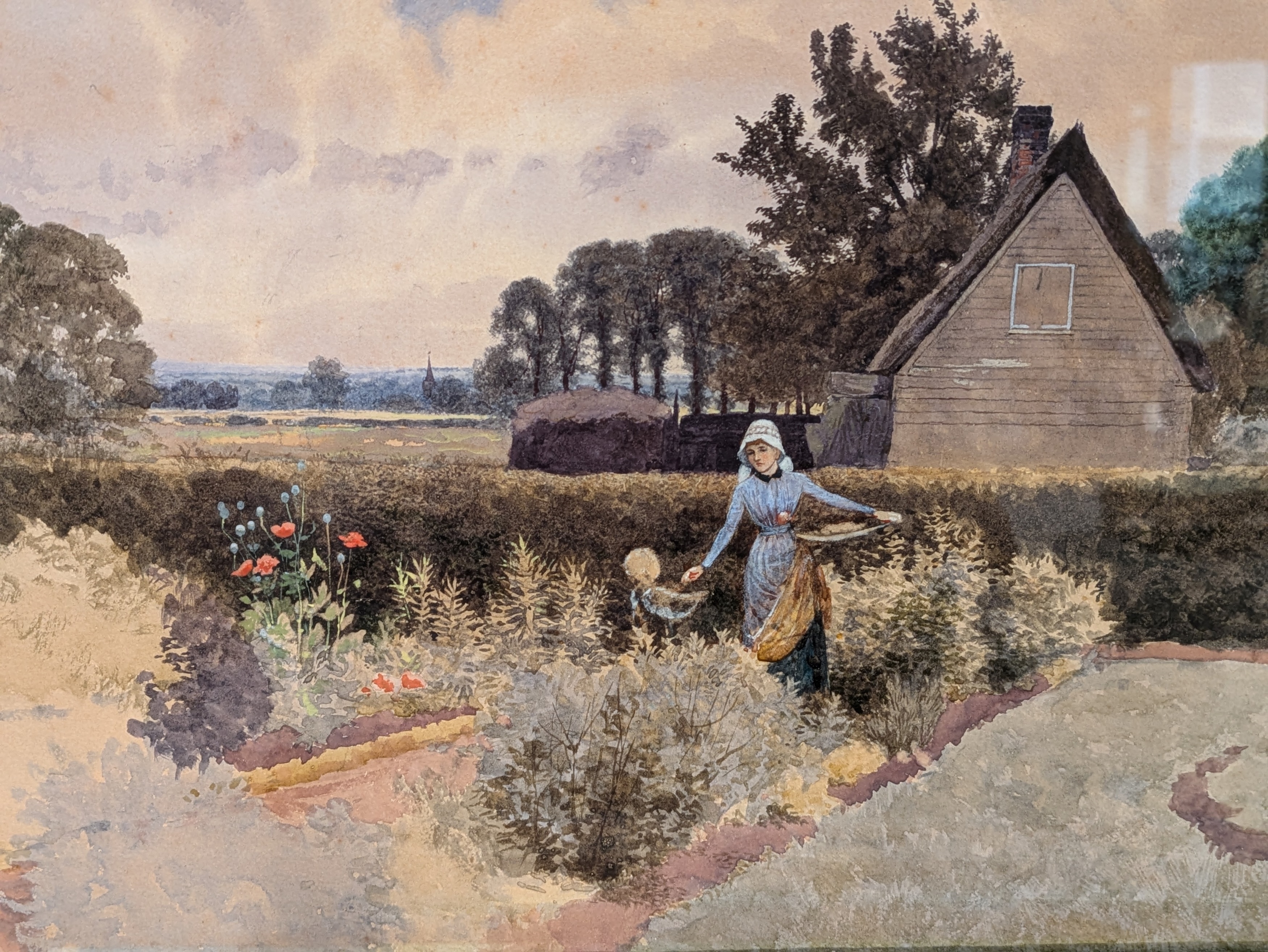 George Gordon Fraser | The artist's wife and child in the garden at ...