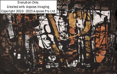 (Pörtschach 1922-2001, Besuch d. Akademie d. bild. Künste in Wien) Ohne Titel, handsigniert, datiert J. Tichy 76, Radierung in Farbe, Nr. 6 von 20 nummerierten Exemplaren, Stockgröße 31,5 x 49,5 cm, Passepartout, verglast by Josef Tichy