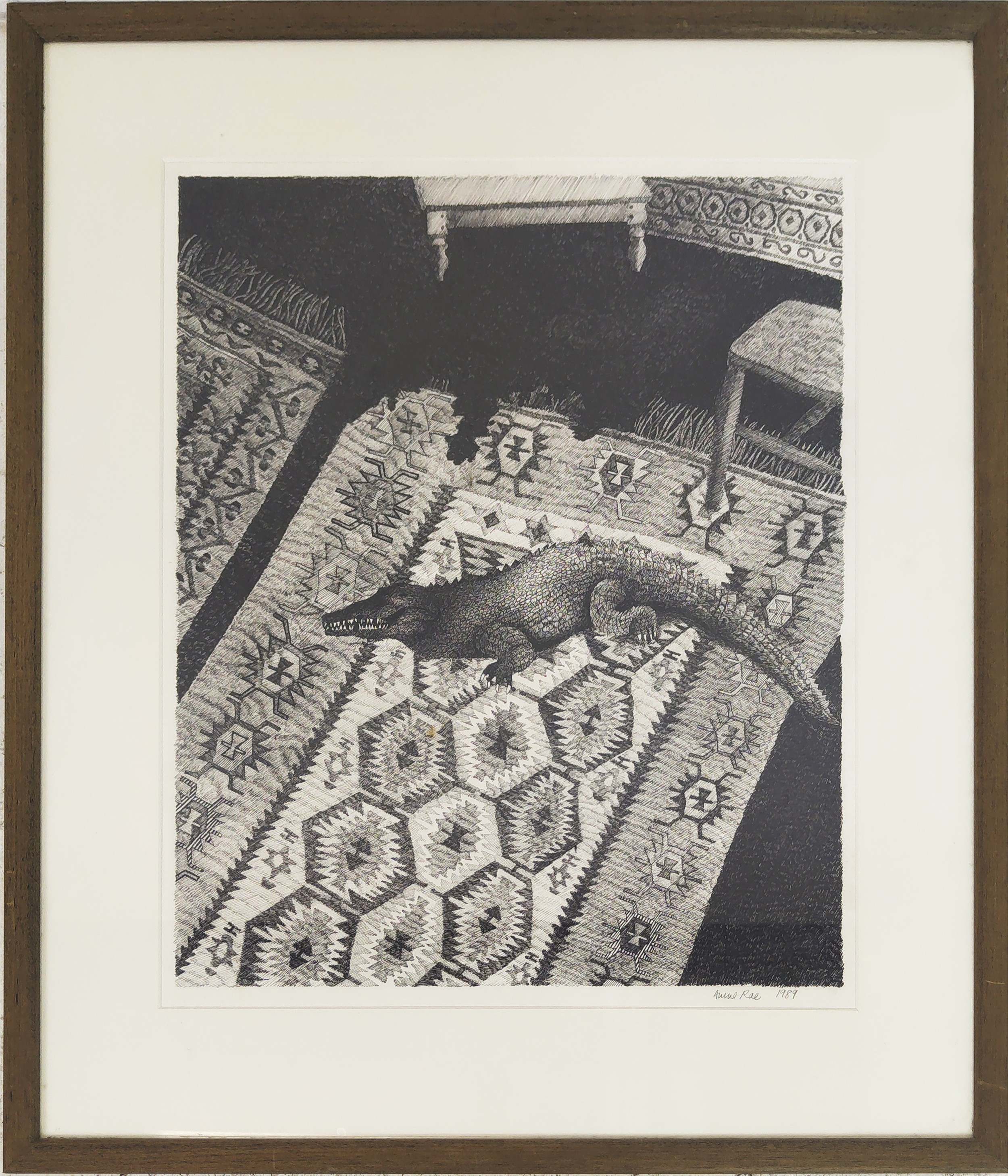 Artwork by Anne Rae, 'Crocodile and Kilim', Made of pencil
