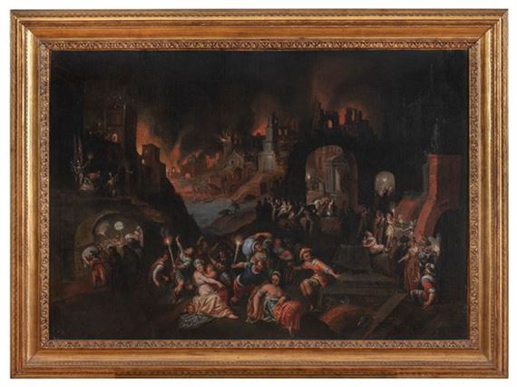 GILLIS VAN VALCKENBORCH, FUGA DA UNA CITTA' IN FIAMME by Gillis van Valckenborch, 2023