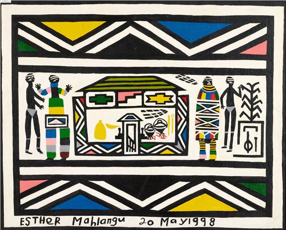 Ndebele Abstract (le foyer) by Esther Mahlangu, mai 1998