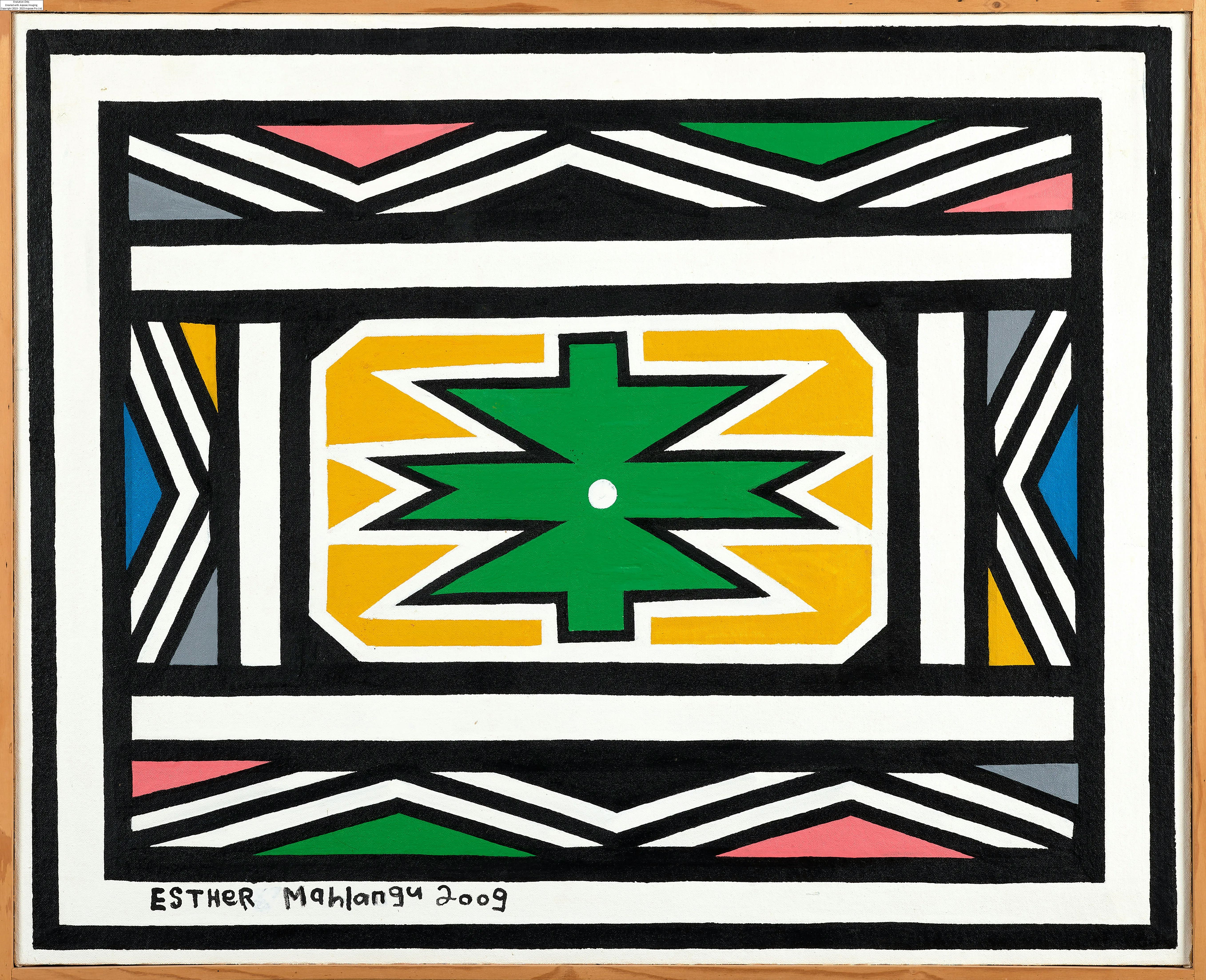 Artwork by Esther Mahlangu, Ndebele Abstract, Made of Acrylic on canvas