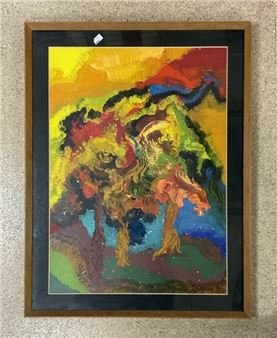 MOROCCAN SIGNED OIL FRAMED AND GLAZED 60 - Hassan Slaoui