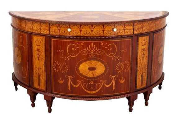 Ince and Mayhew | George III Style Mahogany Marquetry Commode | MutualArt