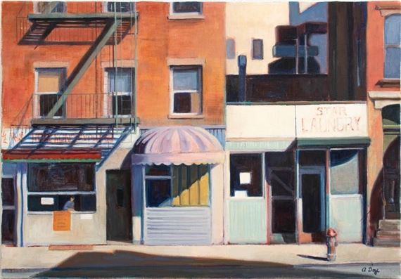 Day Signed Street Scene Oil on Canvas - A. Day