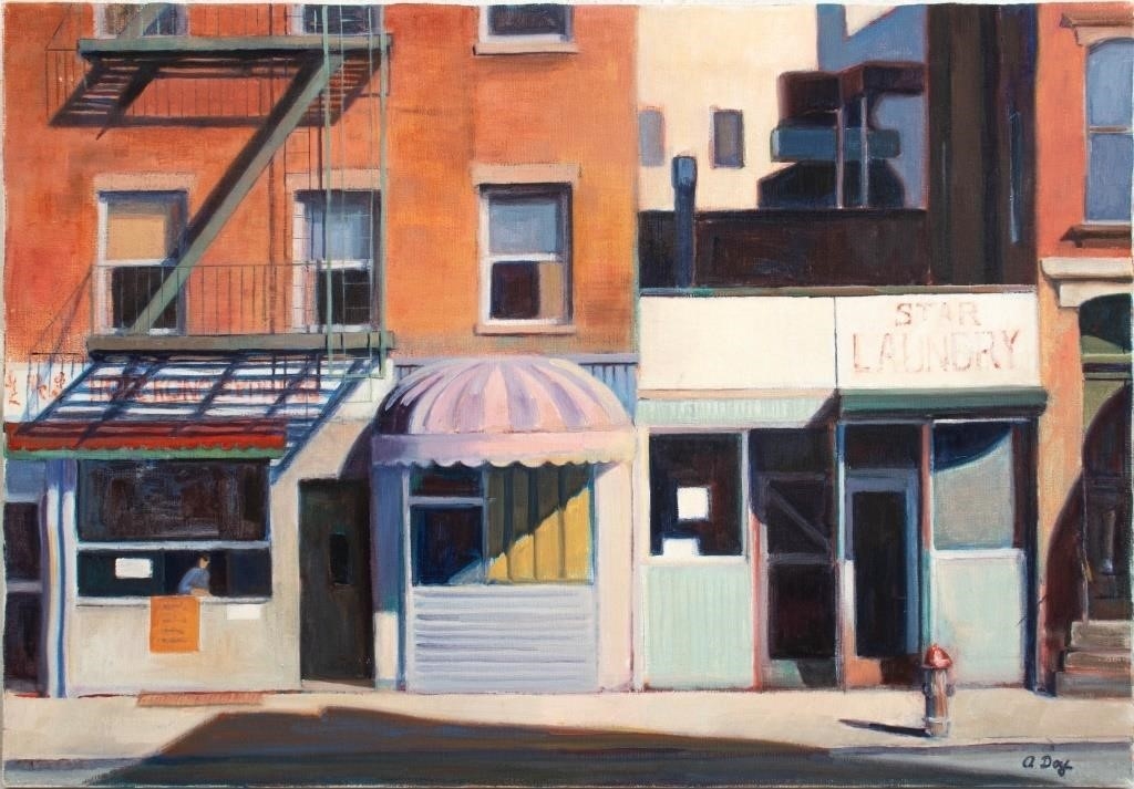 Artwork by A. Day, Day Signed Street Scene Oil on Canvas, Made of oil on canvas