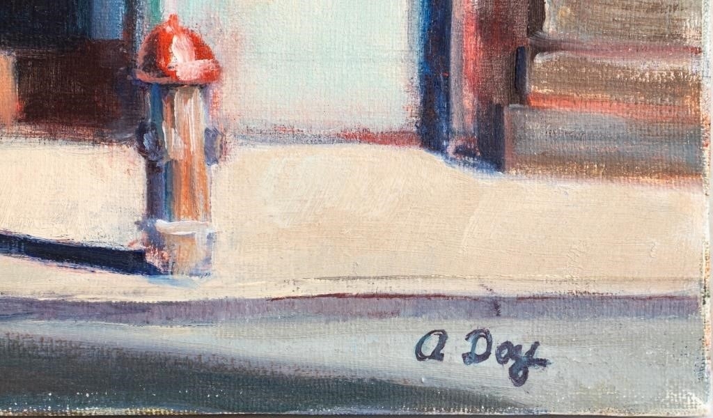 Artwork by A. Day, Day Signed Street Scene Oil on Canvas, Made of oil on canvas