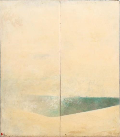 Setsuya Kotani Abstract Composition Diptych Oil - Setsuya Kotani