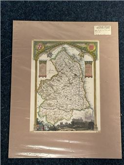 1848 map of Northumberland within architectural gothic borders - Thomas Moule