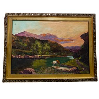 Landscape W/ Cattle - Argentinian School, 20th Century