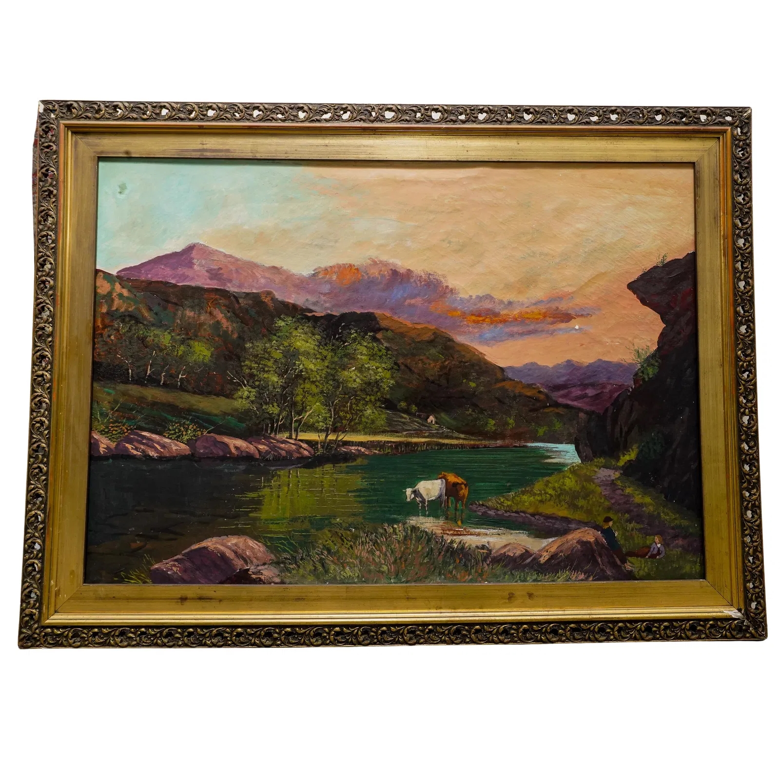 Artwork by Argentinian School, 20th Century, Landscape W/ Cattle, Made of Oil On Canvas