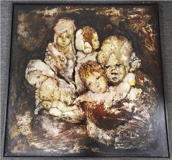 Signed Joyce Cina oil on canvas The Brood - Joyce Cina