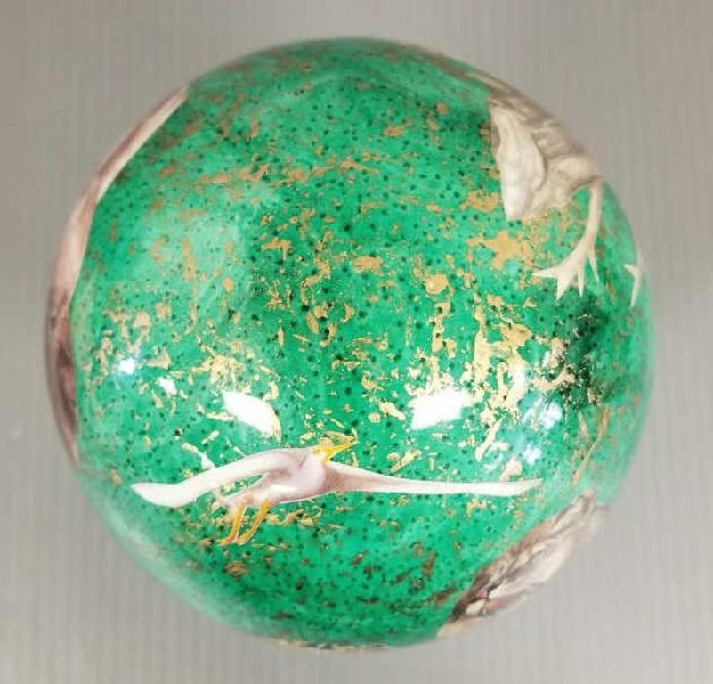 Artwork by Sherry Rowe, Signed Sherry Rowe hand painted ostrich egg on, Made of hand painted ostrich egg