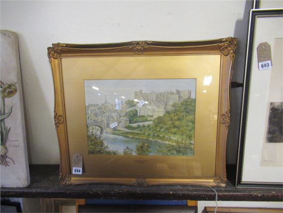 TWO GILT FRAMED WATERCOLOURS OF DURHAM BY A MORTON - A. Morton