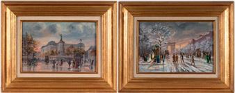 Paris, place de la République; Les Champs-Elysées sous la neige - Léon Godinnet