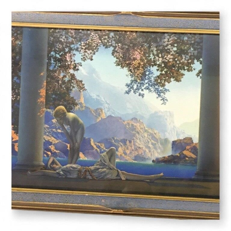 Artwork by Maxfield Parrish, Maxfield Parrish Print, Daybreak, Made of Glass