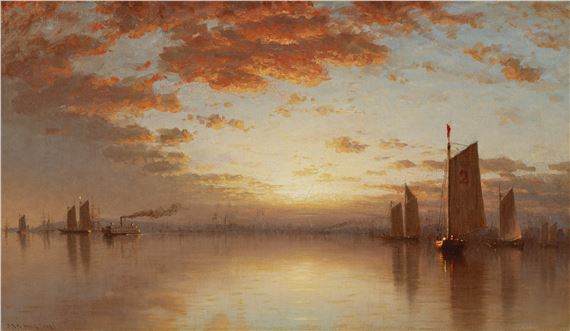 Sunset Over New York Bay by Sanford Robinson Gifford, Painted in 1873