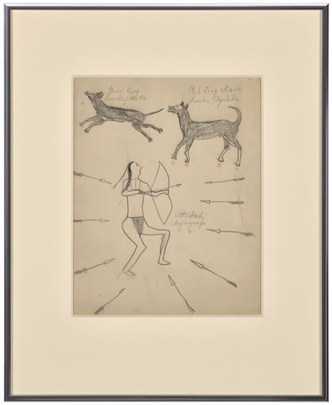 Rosebud Sioux School 20th Century | FOUR LEDGER DRAWINGS (BRAIDS HIS ...