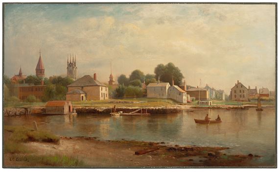 VIEW OF FAIRHAVEN, MASSACHUSETTS by Lemuel D. Eldred, Painted circa 1880
