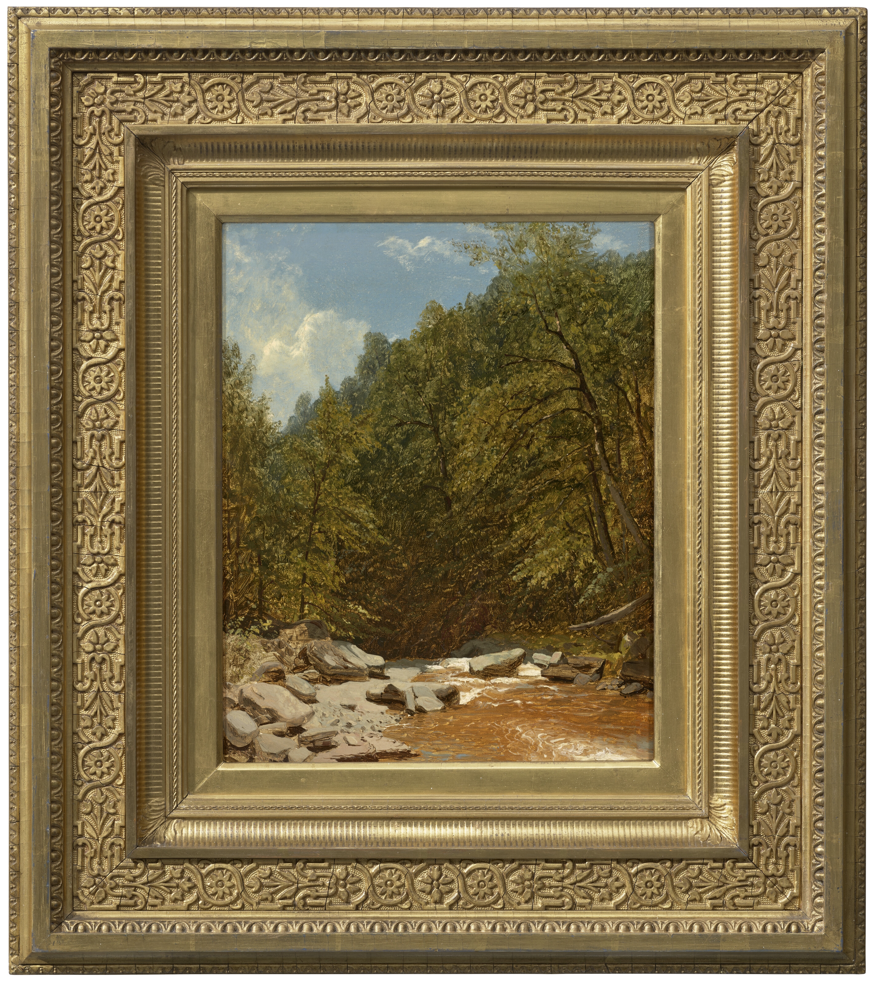Sanford Robinson Gifford | Rocks and Brook in the Catskills (1845 ...