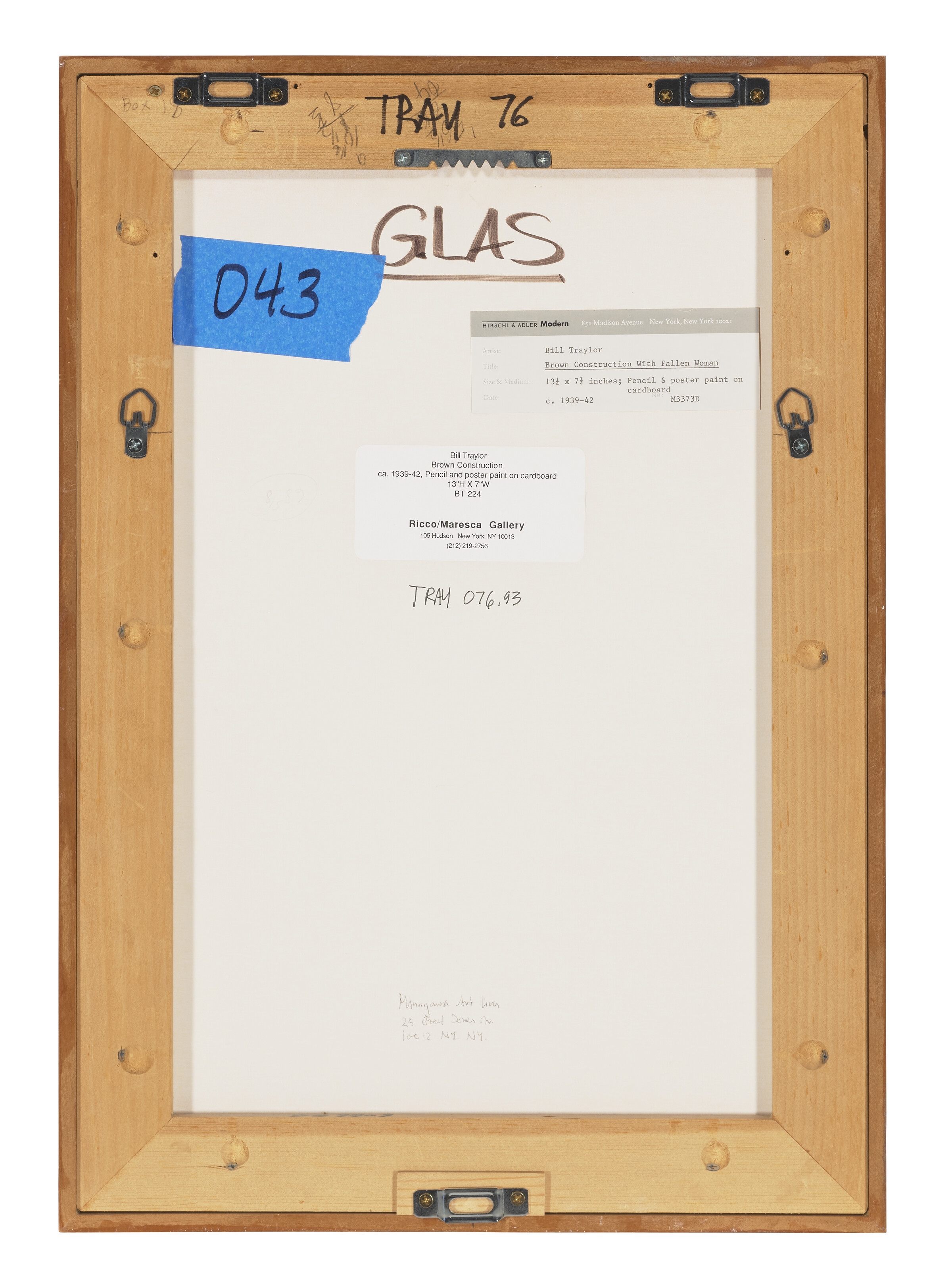 Artwork by Bill Traylor, UNTITLED (BROWN CONSTRUCTION WITH FIGURES AND DOG), Made of tempera and graphite on card