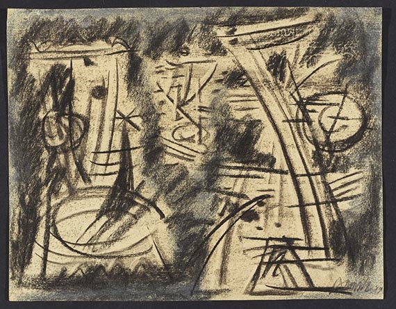 Artwork by Willi Baumeister, Ritzfiguren im Dialog, Made of chalk drawing