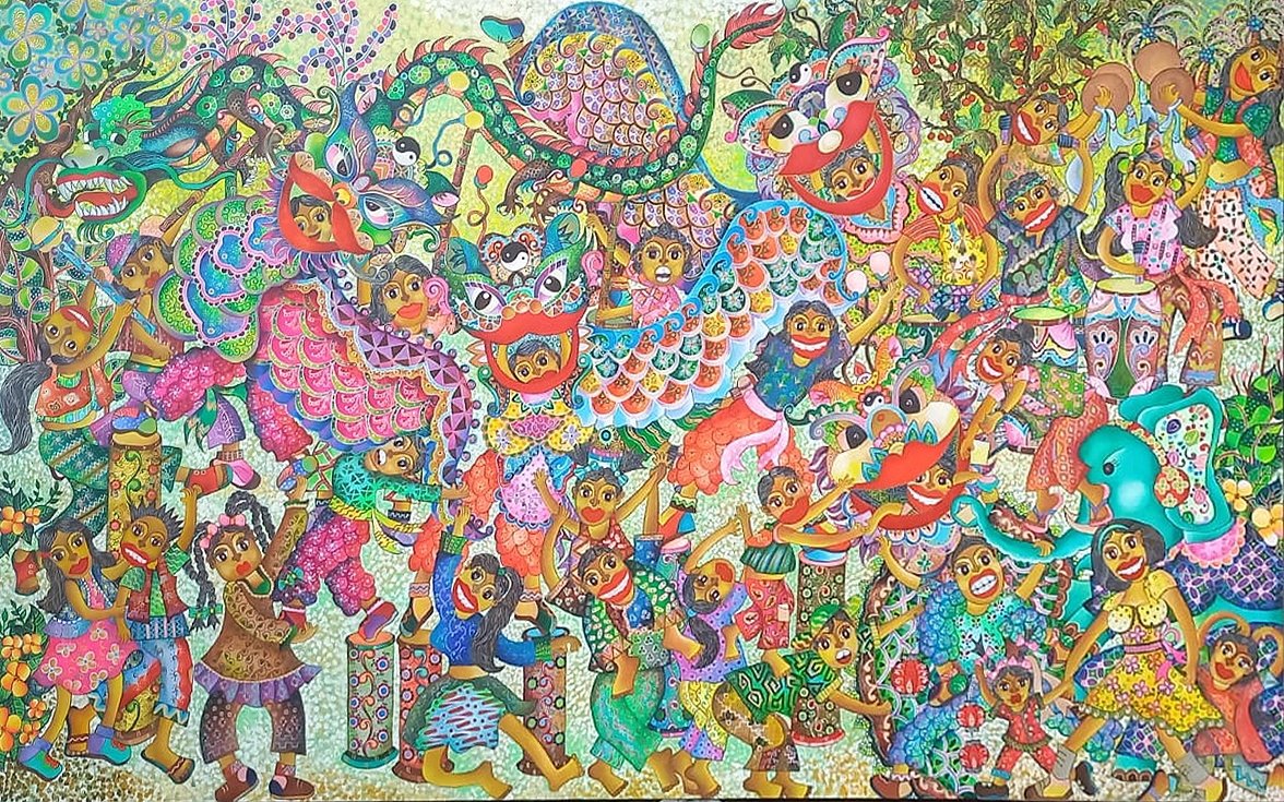 Artwork by Ary Pudyanti, Cap Go Meh, Made of acrylics on canvas
