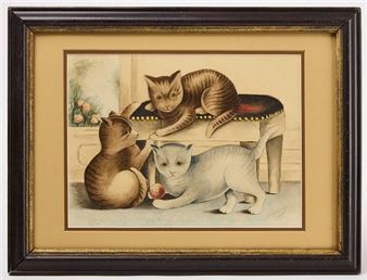 Folk art depiction of three kittens - Elizabeth Gossett