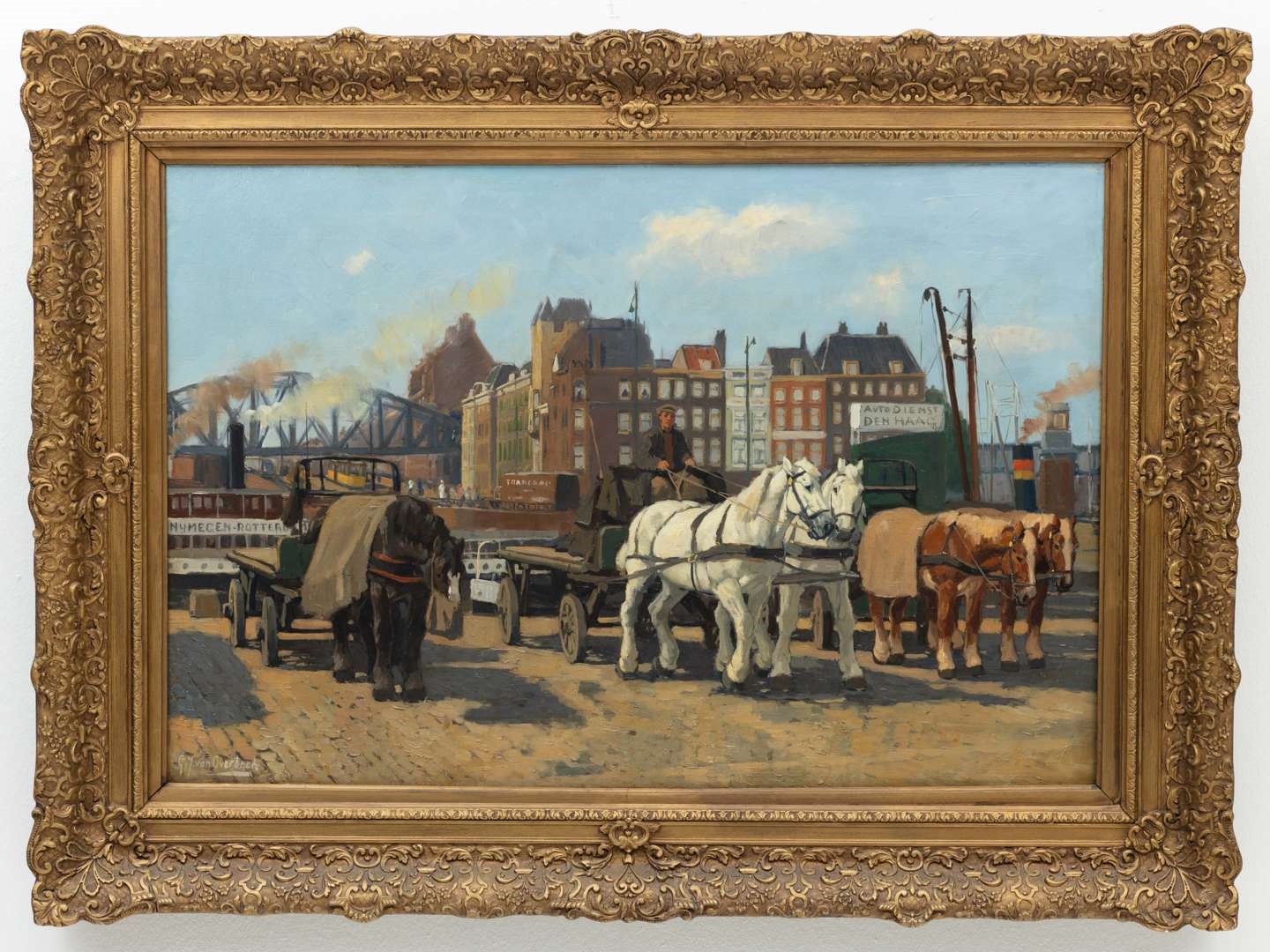 Gijsbertus Johannes van Overbeek | Paard en wagen aan de Rotterdamse ...