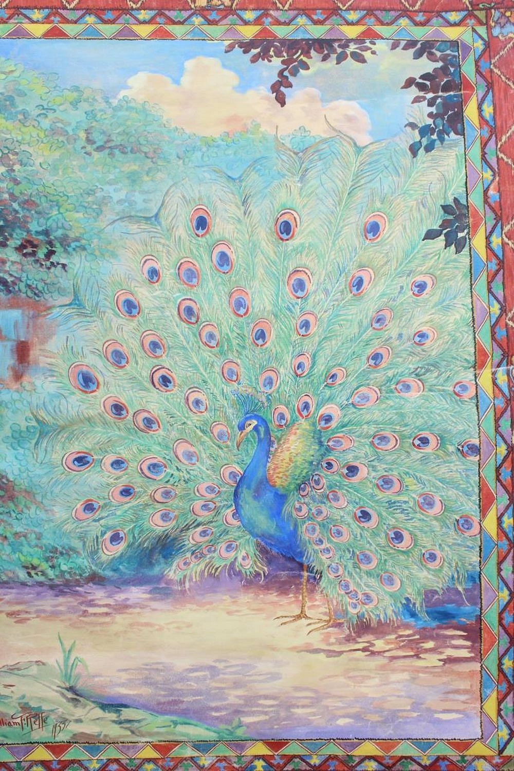 Artwork by William Relfe, William Relfe (20th C) USA, Canvas Tapestry, Made of Canvas Tapestry Painting, on hanging rod