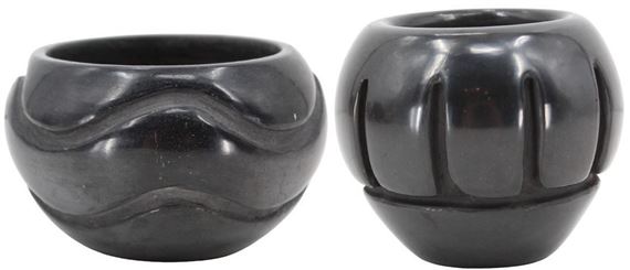 2) Vintage Signed Carved Santa Clara Pueblo Bowls by Santa Clara Pueblo, 1639