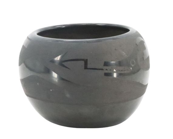 Santa Clara Pueblo Black Ware Pottery Bowl by Santa Clara Pueblo