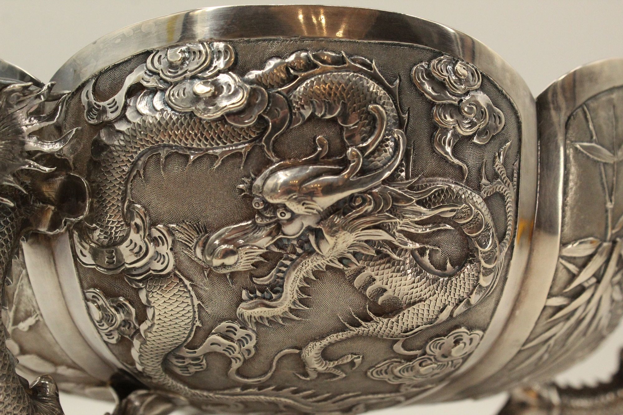 Wang Hing | Chinese Wang Hing Sterling Dragon Bowl 20 ozt (19th Century ...