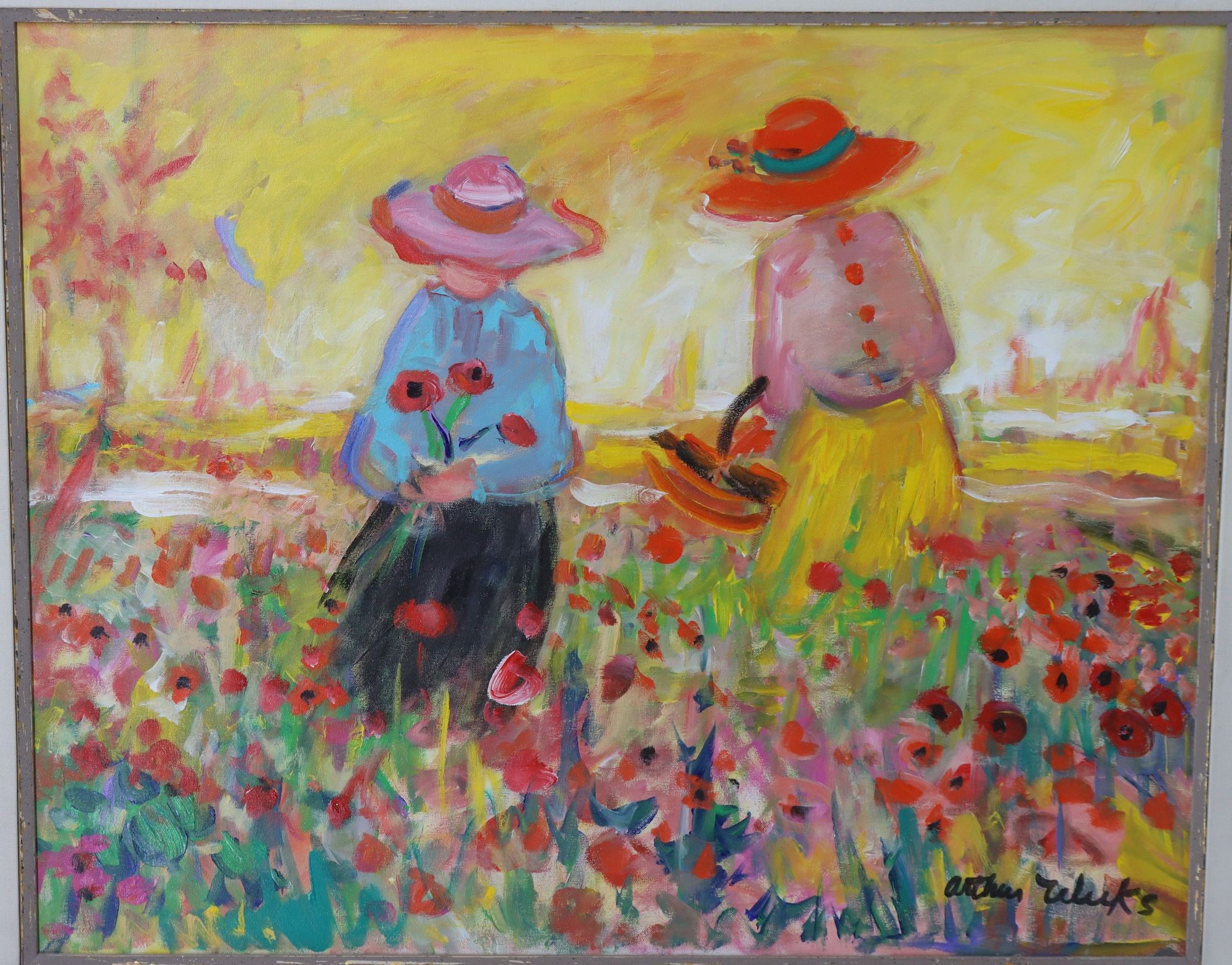 Arthur Weeks | Arthur Weeks (1930-1988) USA O/C Picking Flowers (1986 ...