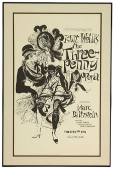 Vintage Kurt Weill's Three Penny Opera Window Poster - Kurt Weill