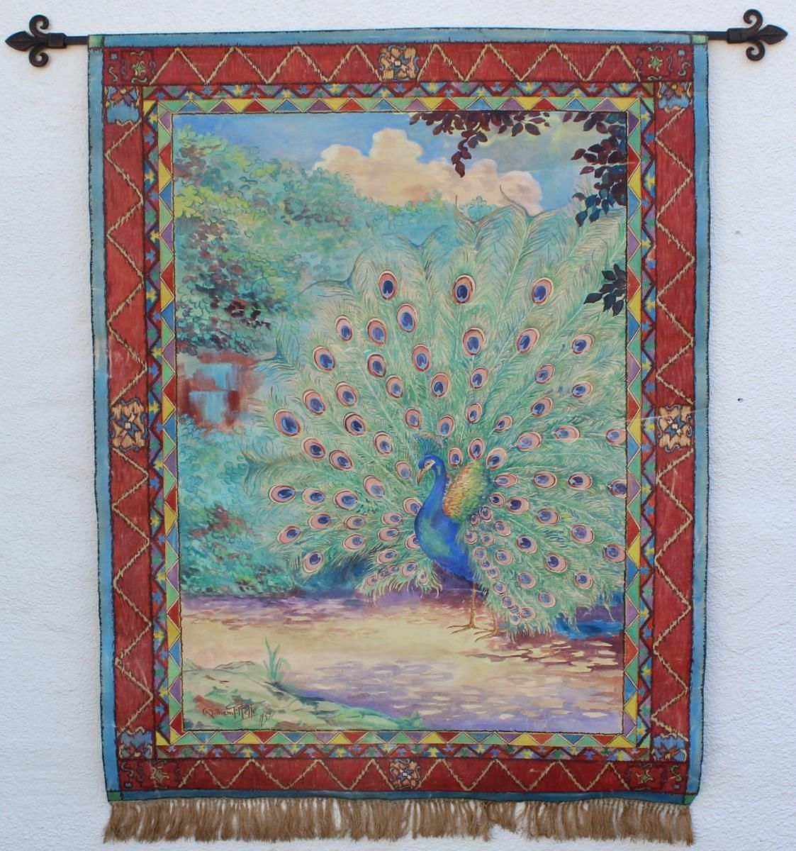Artwork by William Relfe, William Relfe (20th C) USA, Canvas Tapestry, Made of Canvas Tapestry Painting, on hanging rod