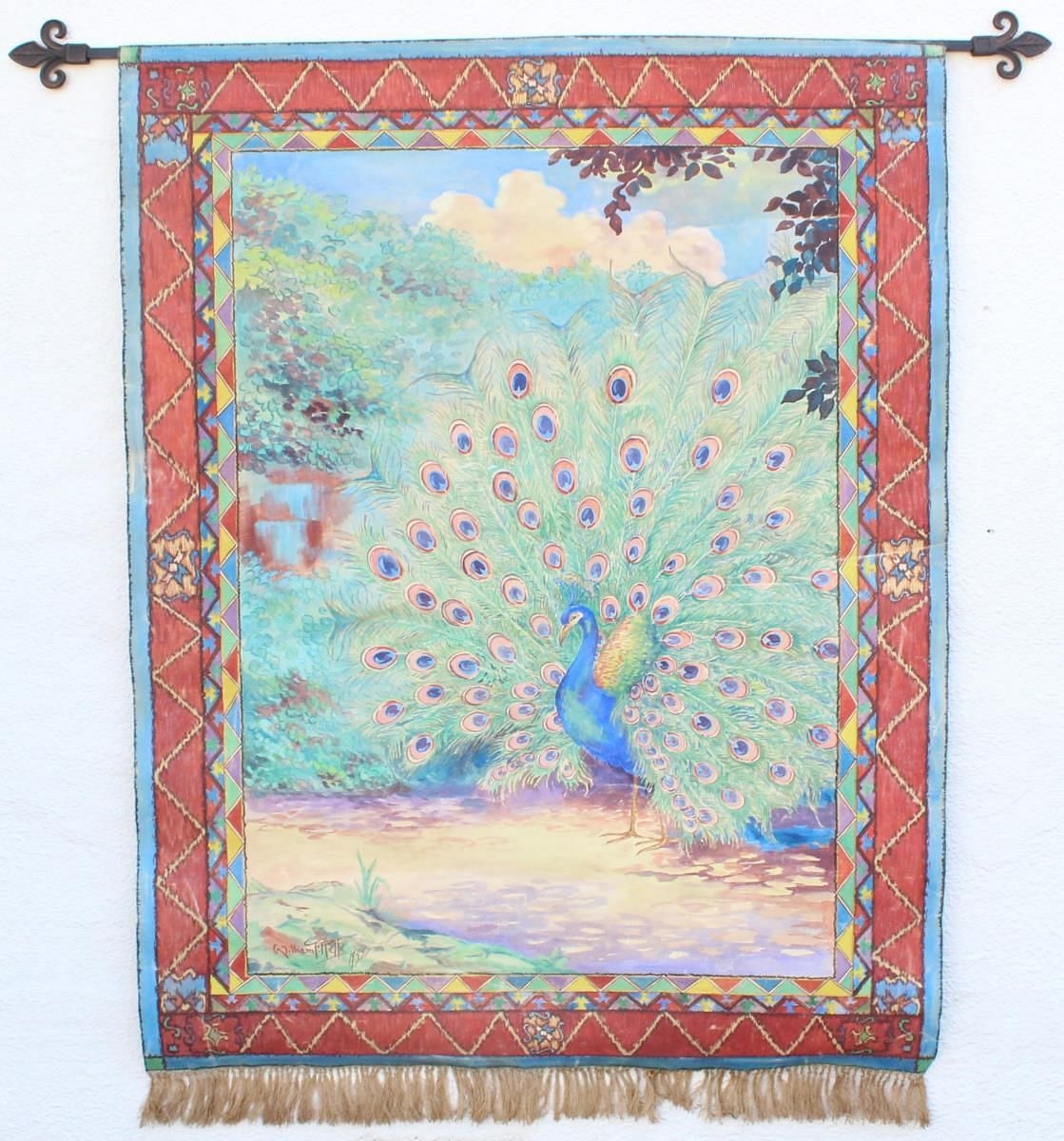 Artwork by William Relfe, William Relfe (20th C) USA, Canvas Tapestry, Made of Canvas Tapestry Painting, on hanging rod