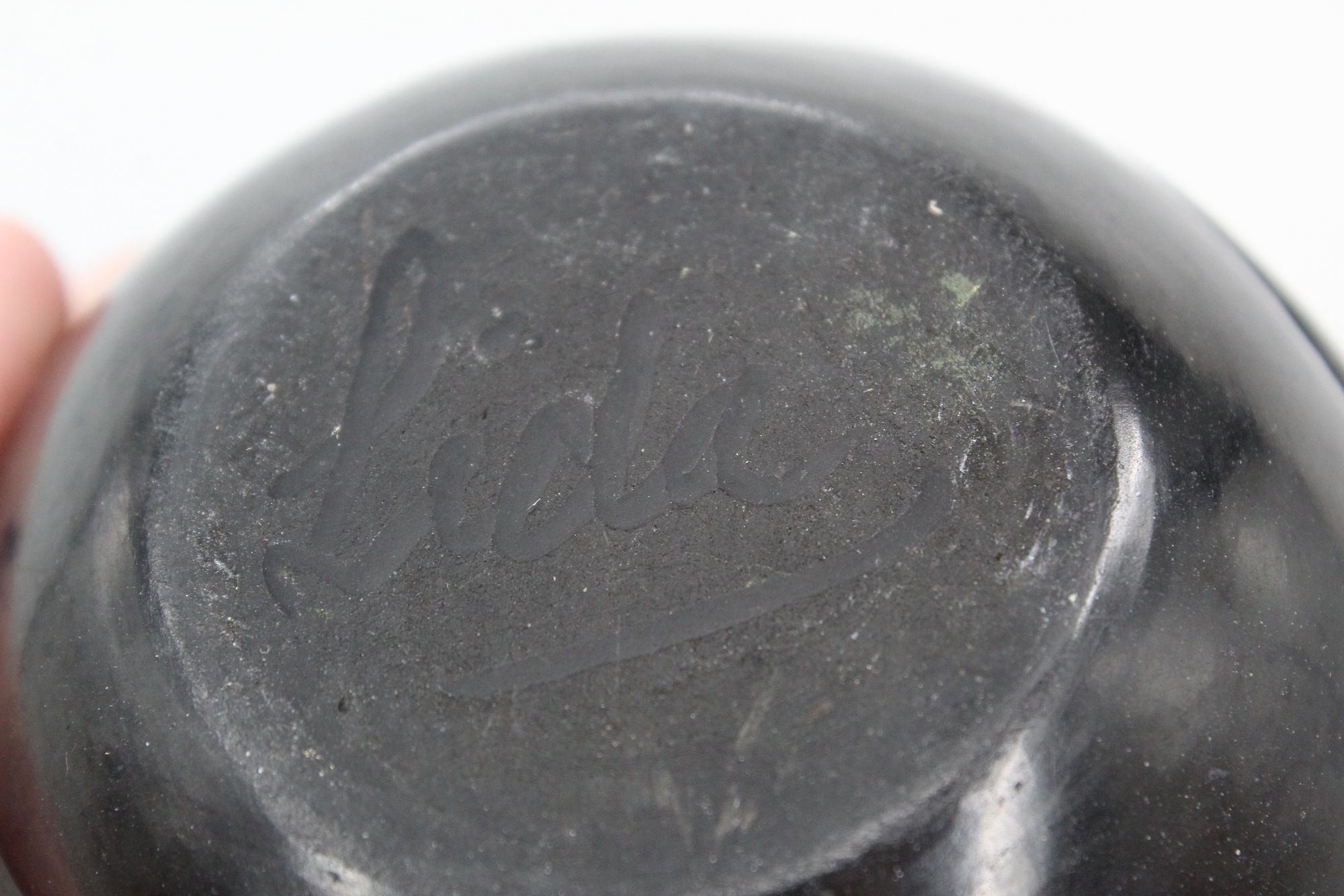 Artwork by Santa Clara Pueblo, 2) Vintage Signed Carved Santa Clara Pueblo Bowls, Made of Pottery