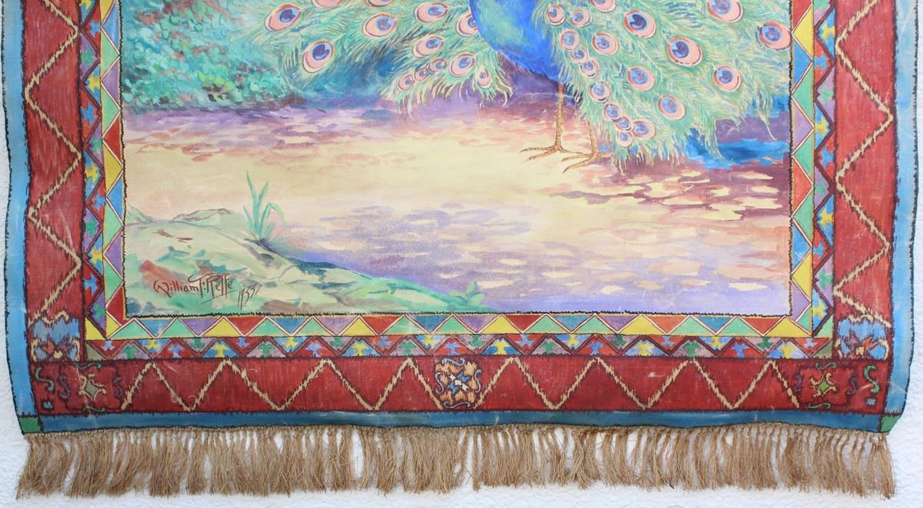 Artwork by William Relfe, William Relfe (20th C) USA, Canvas Tapestry, Made of Canvas Tapestry Painting, on hanging rod