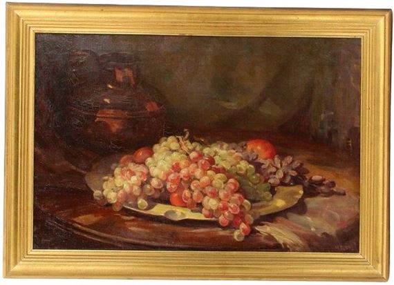 Still Life with Grapes Signed M. Duval(20th C) O/P by M. Duval, 1613