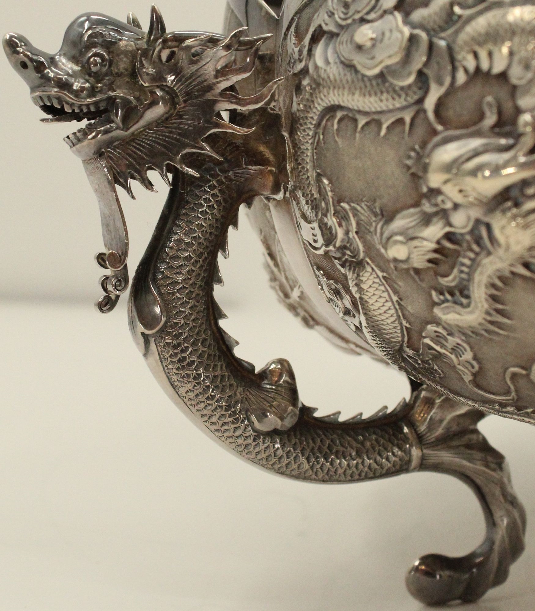 Wang Hing | Chinese Wang Hing Sterling Dragon Bowl 20 ozt (19th Century ...
