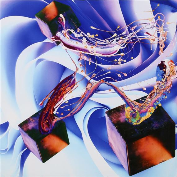 "Rebound Blue" by Max Milan, Painted in 2024