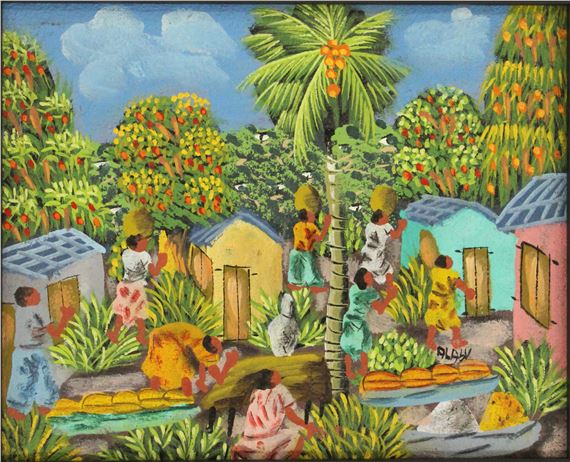 ハイチ絵画　Haitian art ハイチアンアート L Y Alaby画 L. Y. Alaby | L. Y. Alaby (Haiti, 20th Century) Oil on Canvas