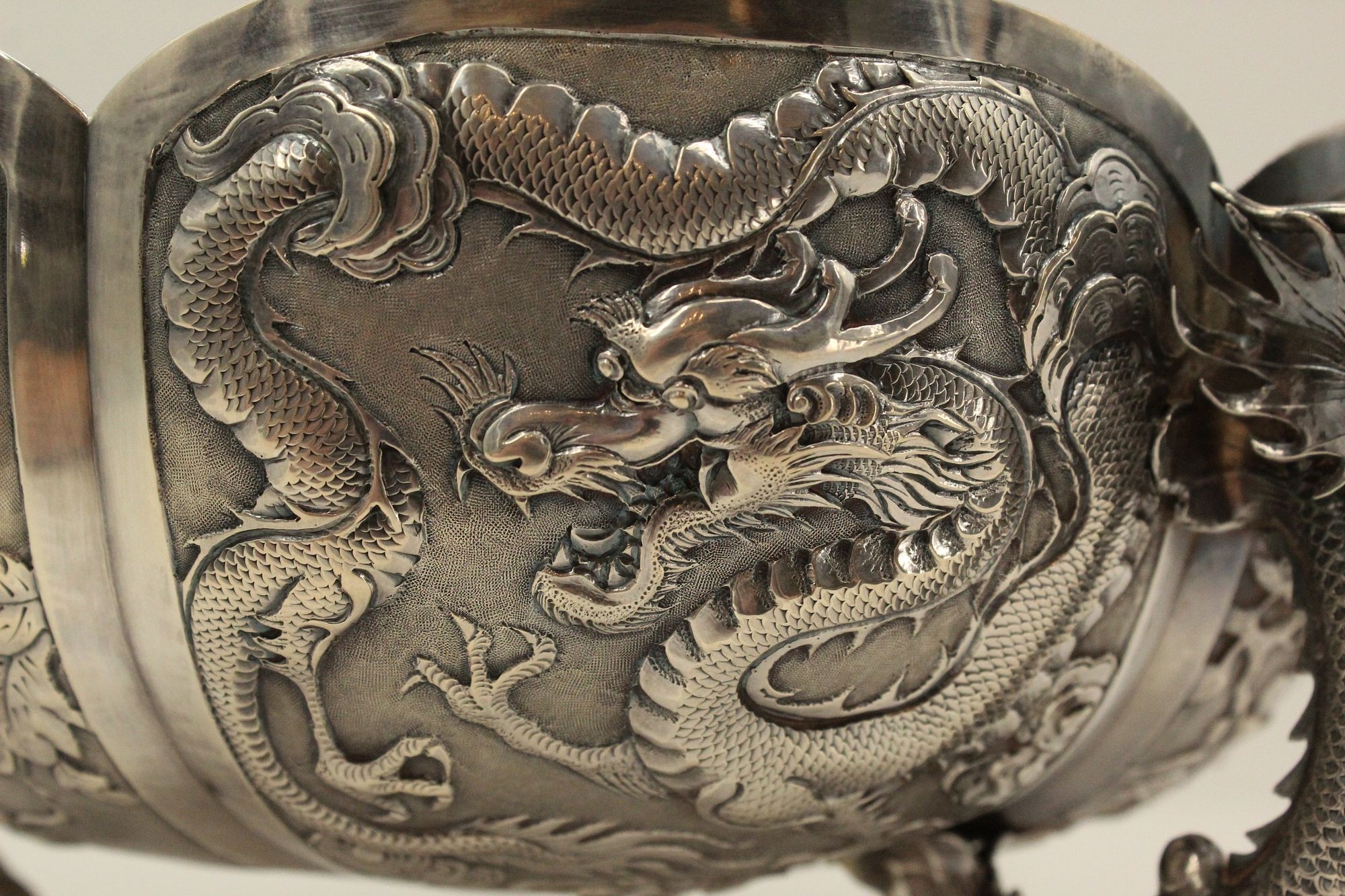 Wang Hing | Chinese Wang Hing Sterling Dragon Bowl 20 ozt (19th Century ...