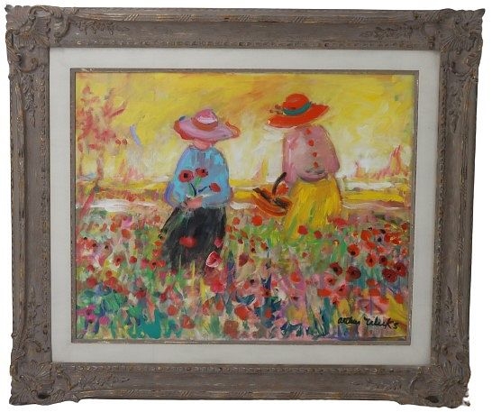 Arthur Weeks | Arthur Weeks (1930-1988) USA O/C Picking Flowers (1986 ...